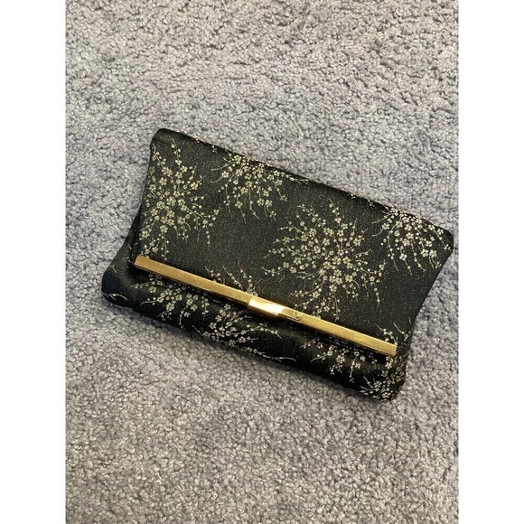 Vintage black and gold fold over clutch - Picture 1 of 2
